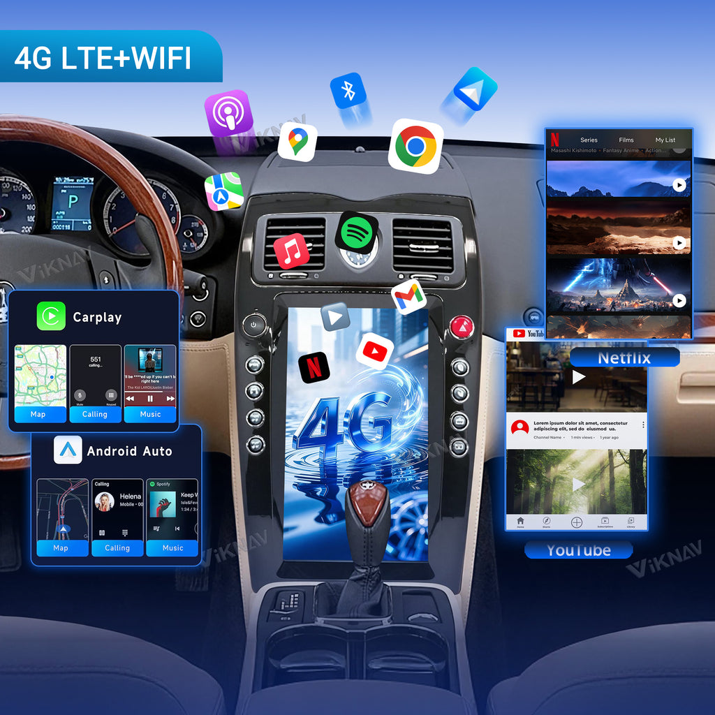 VIKNAV 14inch Car Radio for Maserati Quattroporte 2008-2012 Vertical Screen Upgrade