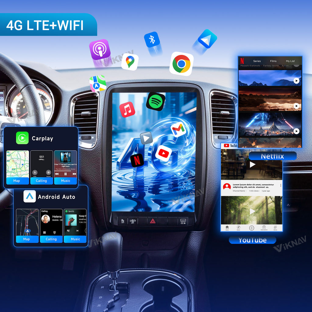 VIKNAV 13.8 Inch Android Radio For Dodge Durango 2011-2013 Android Auto Wirless Carplay GPS Navigation Multimedia Player Autoradio Head Unit
