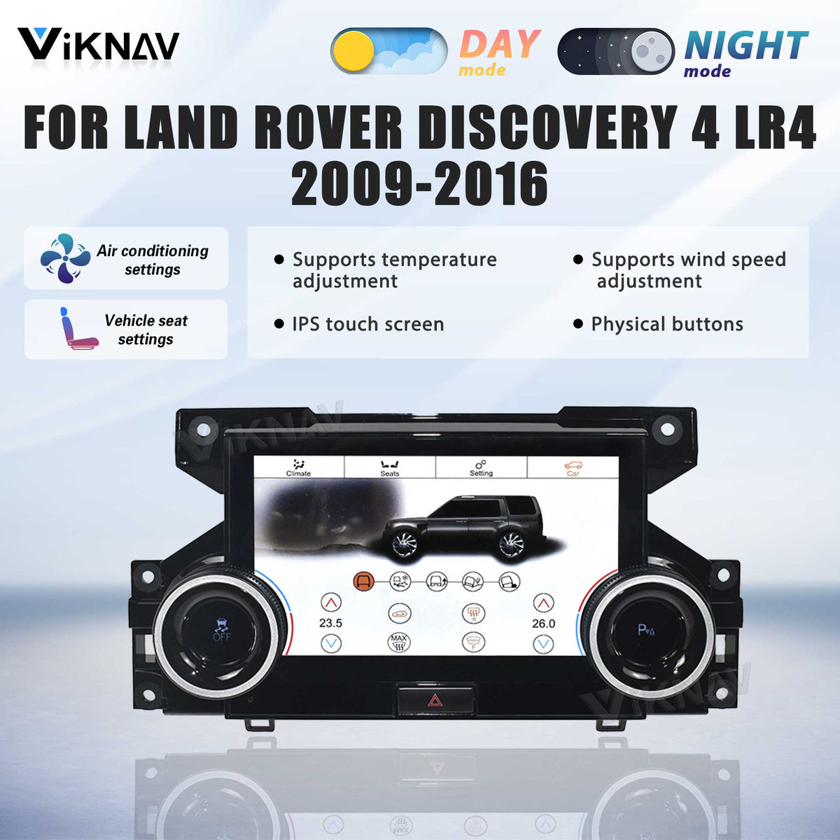 Viknav 10.4 Inch AC Panel Touch Screen For Land Rover Discovery 4 LR4 2009-2021 Digital Display Air Conditioning Switch Climate Control Dashboard