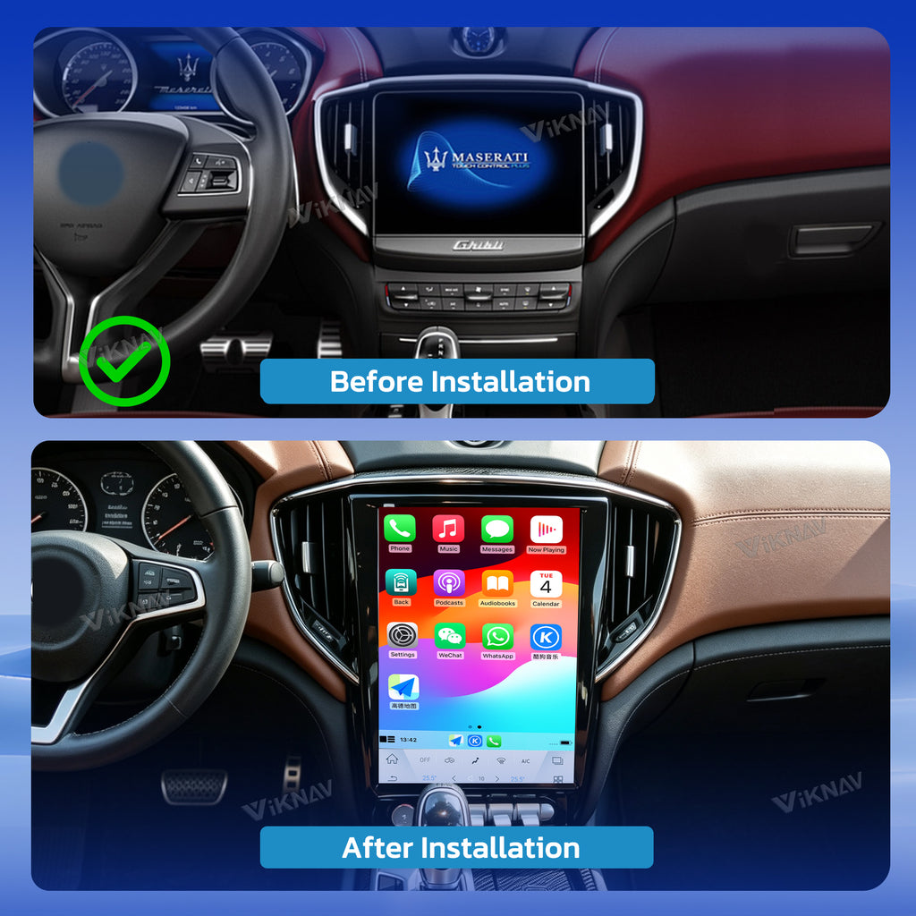 VIKNAV 12.3 Inch Touch Screen Android System Car Radio For Maserati Ghibli 2014-2019 Wireless Apple Carplay Multimedia Player GPS Navigation Head Unit