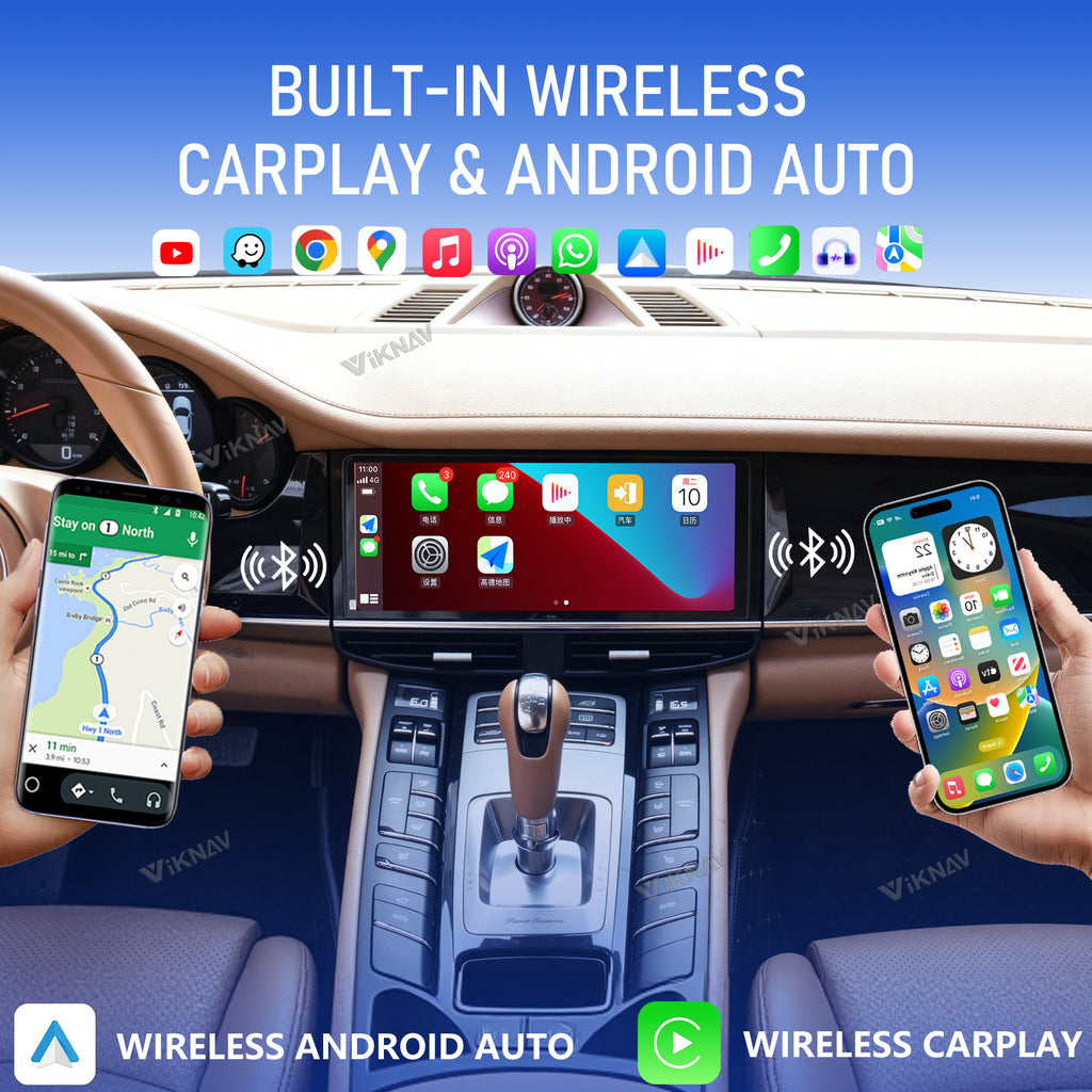 VIKNAV 12.3 Inch Android Car Radio for Porsche Panamera 2011 2012 2013 2014 2015 2016 2017 Auto Stereo Screen Upgrade Wireless Carplay GPS Navigation Multimedia Player Head Unit