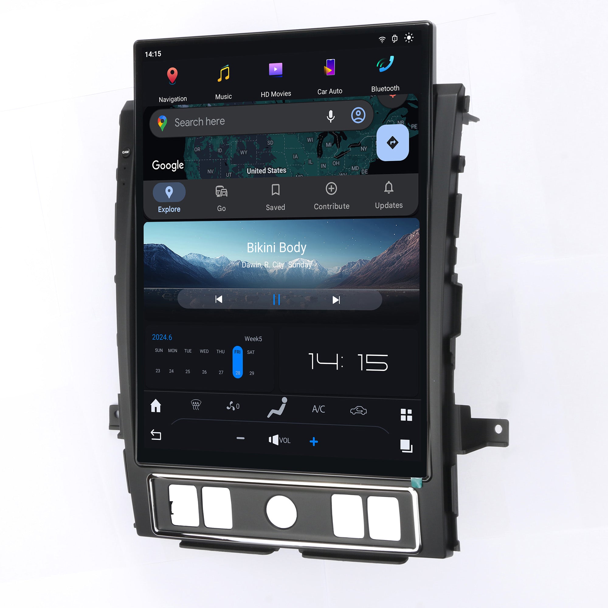 Viknav 15.6" Touch Screen Car Radio For Nissan Titan ( 2020 2021 2022 2023 2024 2025 ) Multimedia Player Android Auto GPS Navigation Wireless Carplay (128GB)
