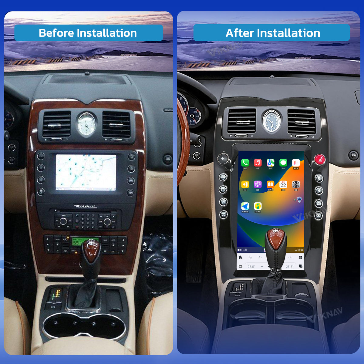 VIKNAV 14inch Car Radio for Maserati Quattroporte 2008-2012 Vertical Screen Upgrade