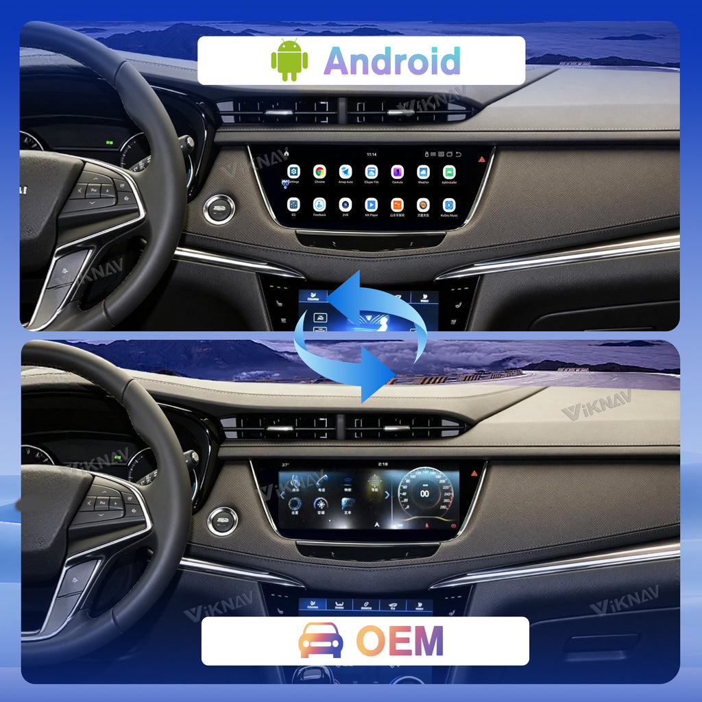 VIKNAV 10.25 Inch Android Car Radio for Cadillac XT5 XT6 2016 2017 2018 2019 2020 2021 2022 2023 Auto Stereo Screen Upgrade Wireless Carplay GPS Navigation Multimedia Player With AC Panel