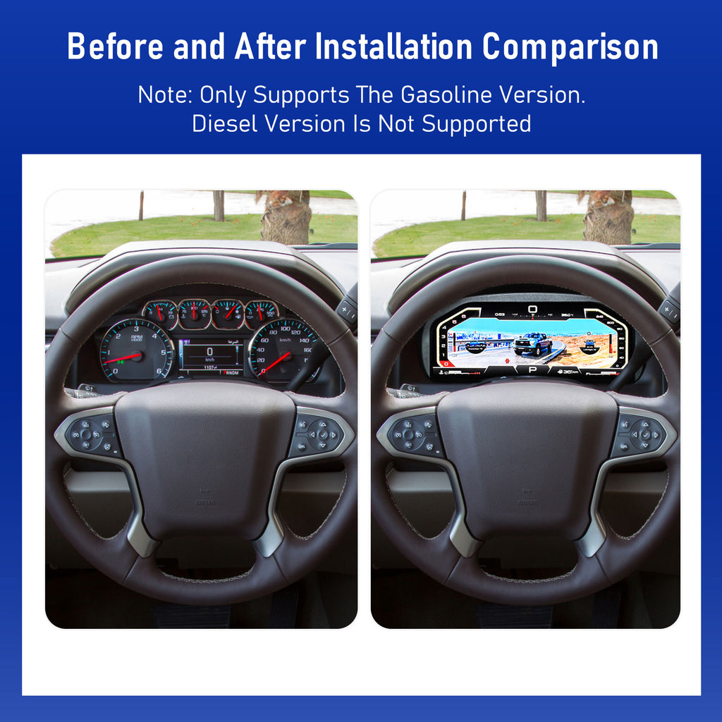 Viknav 13 inch Digital Gauge Cluster for Chevrolet Tahoe Suburban GMC Yukon 2014-2020 LCD Car Digital Speedometer Dashboard Panel