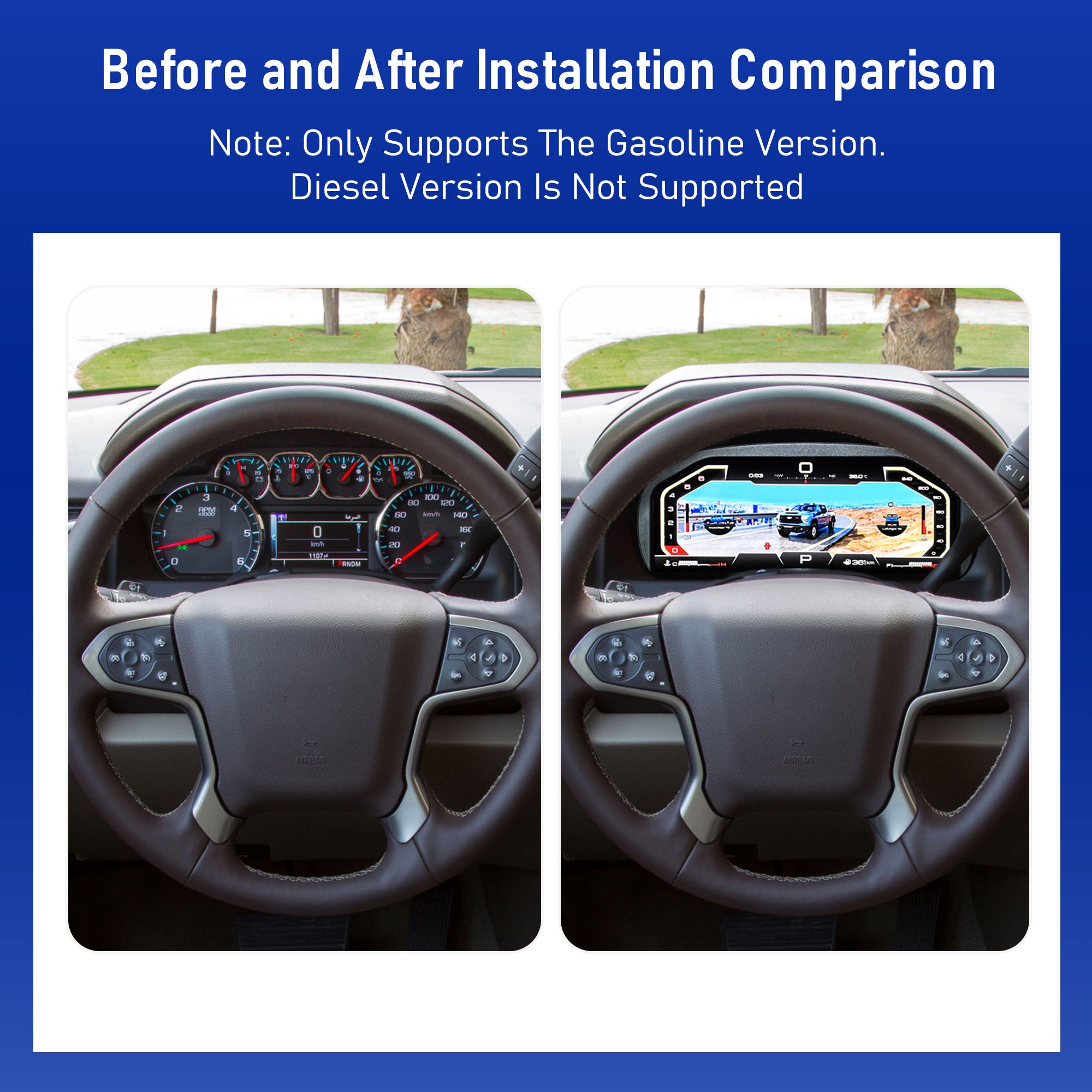 Viknav 13 inch Digital Gauge Cluster for Chevrolet Tahoe Suburban GMC Yukon 2014-2020 LCD Car Digital Speedometer Dashboard Panel