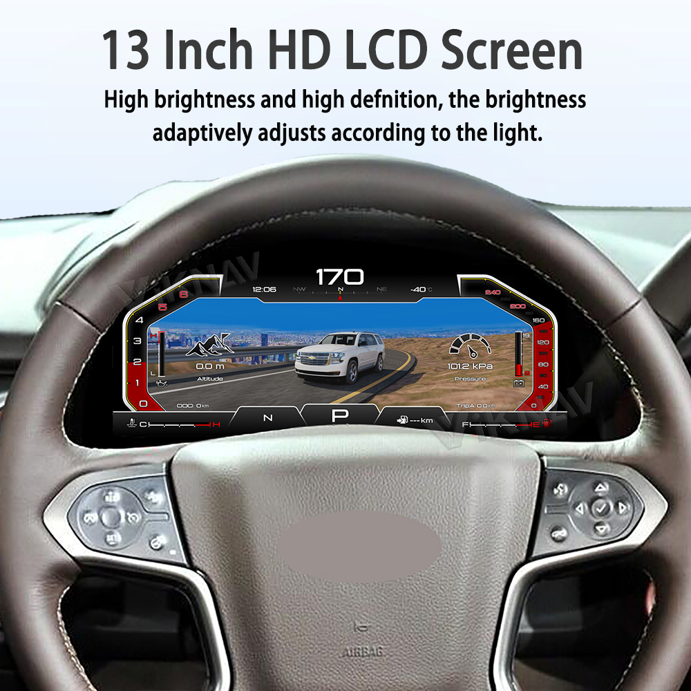 Viknav 15.6 inch Touch Screen Android Car Radio For Chevrolet Tahoe Suburban GMC Yukon 2014-2020 Wireless Carplay GPS Navigation With 13 Inch Car Digital Cluster