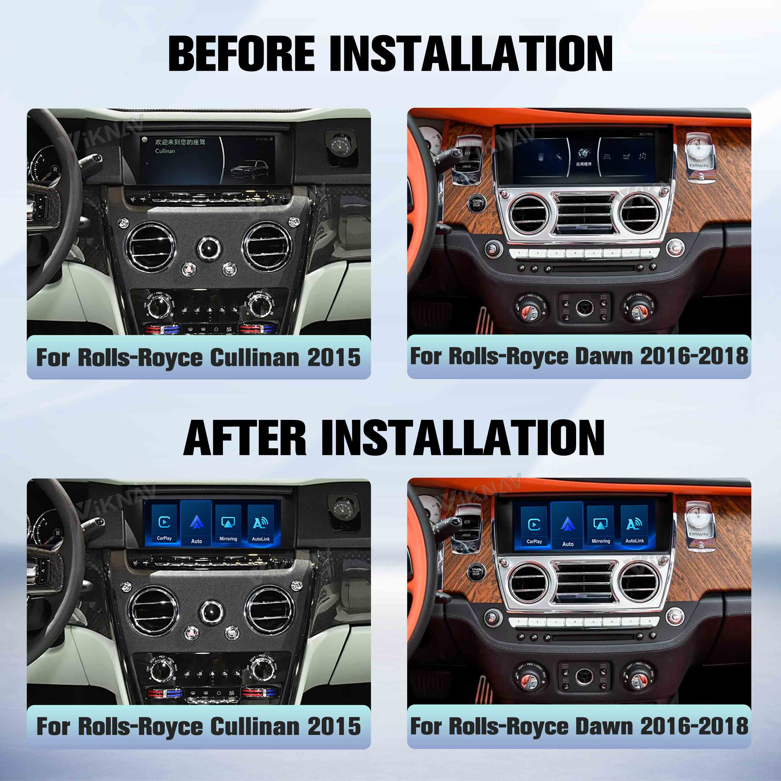 Viknav Linux System Decoder Box for Rolls-Royce Cullinan 2015 Dawn 2016-2018 Upgrade Interface Wireless Carplay Android Auto Decoding Box Autolink Airplay