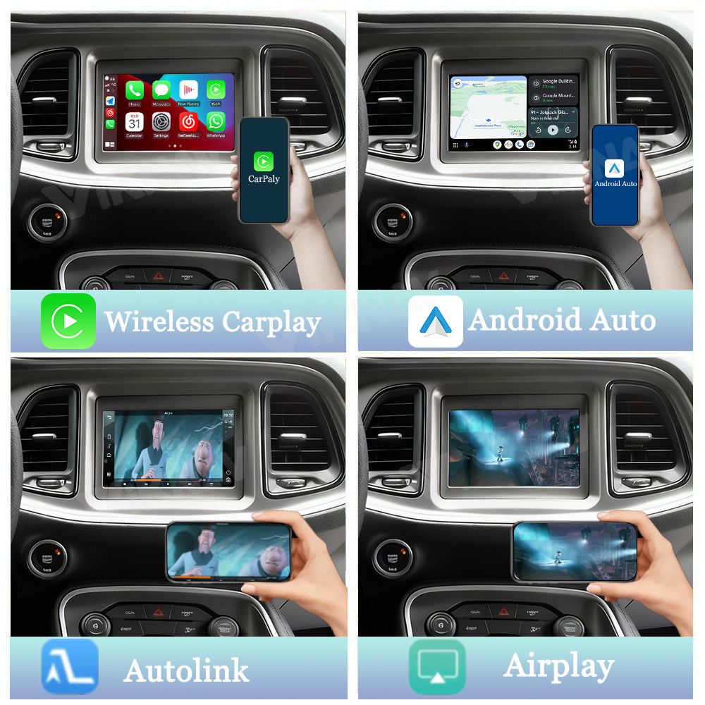 Viknav Linux System Decoder Box For Dodge Challenger 2015-2022 OEM Harman System Upgrade Interface Wireless Carplay Android Auto Decoder Box Autolink Airplay