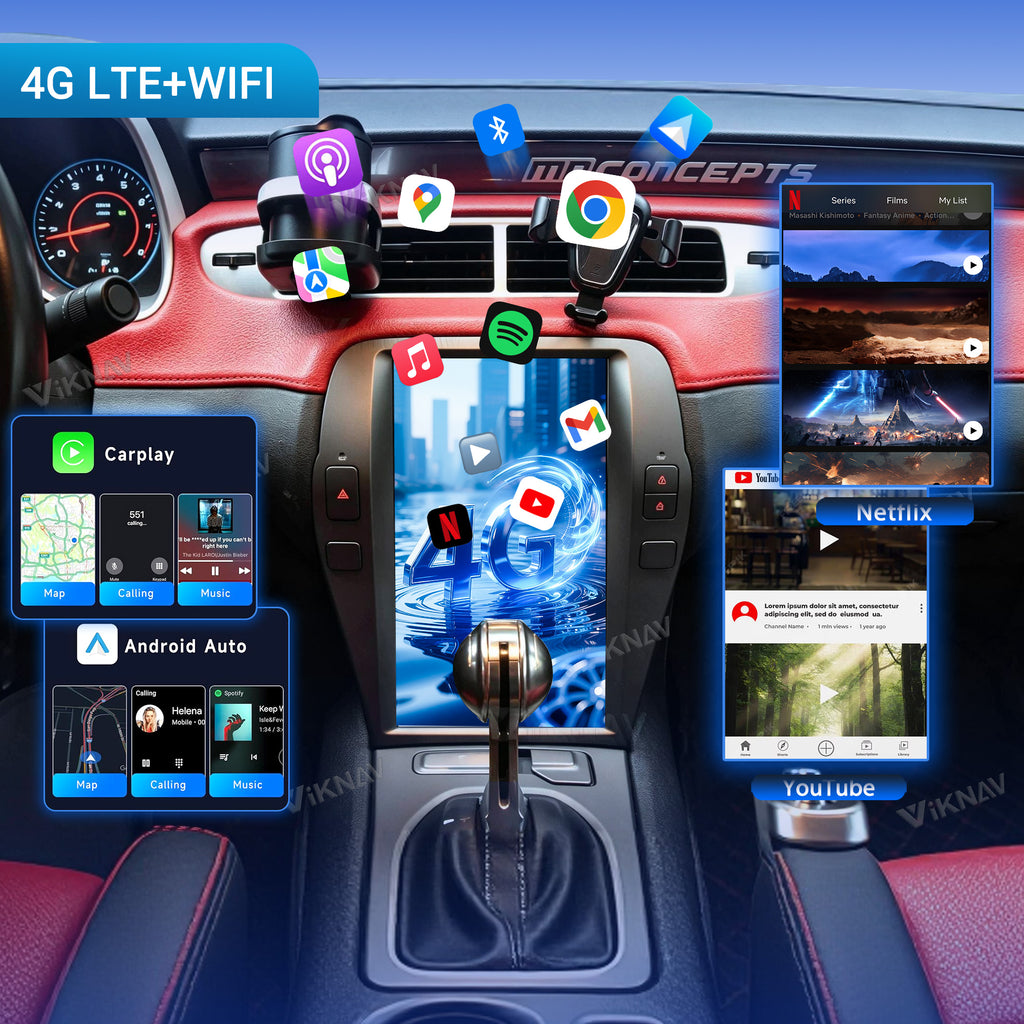 VIKNAV 12.1 Inch Android Car Radio for Chevrolet Camaro 2010 2011 2012 2013 2014 2015 Auto Stereo Screen Upgrade Wireless Carplay GPS Navigation Multimedia Player Head Unit