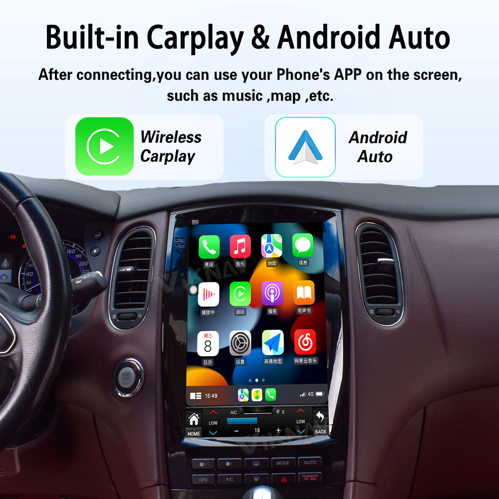Viknav 12.1 inch Android Car Stereo For Infiniti QX50 EX25 2010-2017 Wireless CarPlay & Android Auto GPS Navigation Head Unit