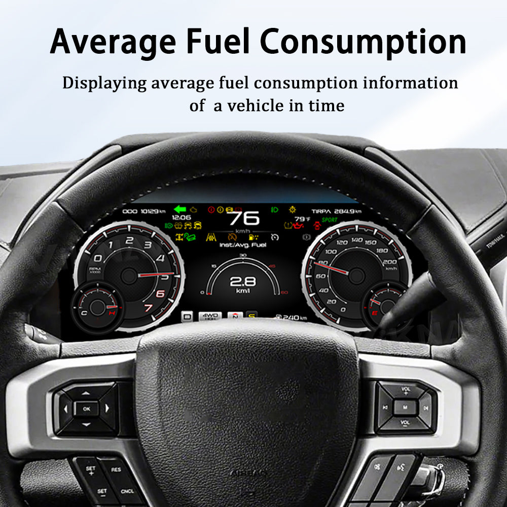 Viknav 14.4 Inch Car Radio Android and Digital Cluster Dashboard Panel Speedometer For Ford F150 Raptor 2015-2022 Stereo Wireless Carplay Android Auto Touch Screen GPS Navigation Multimedia Player