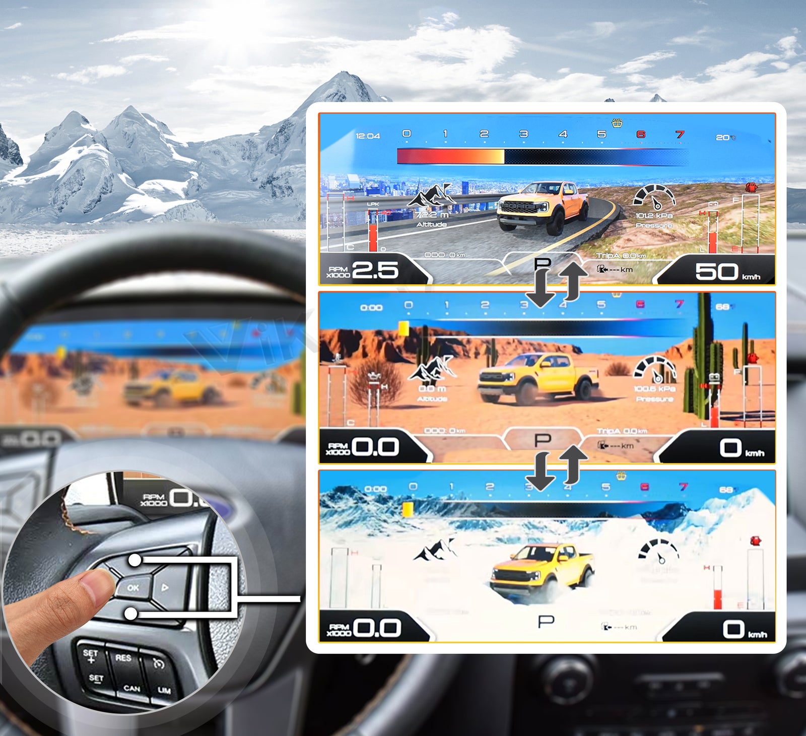 One-Touch Switch to Professional Off-Road View