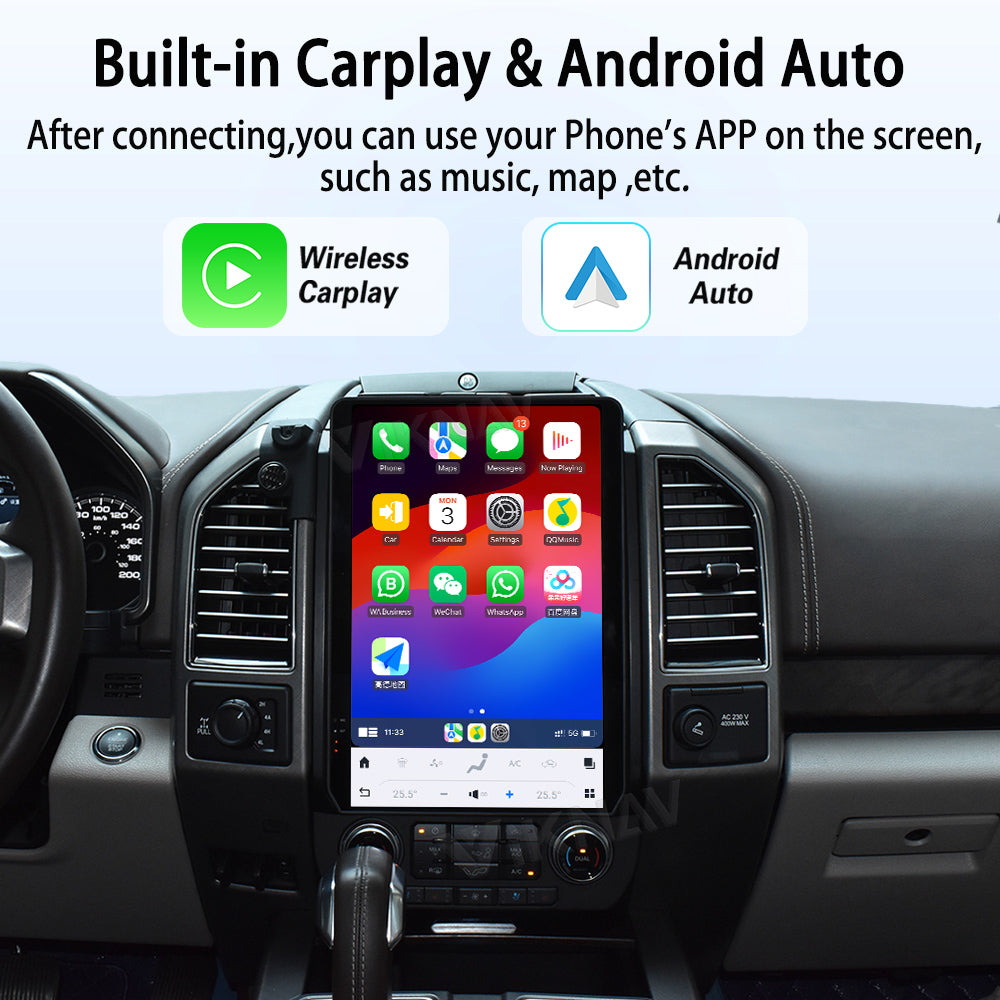 Viknav 14.4 Inch Car Radio Android and Digital Cluster Dashboard Panel Speedometer For Ford F150 Raptor 2015-2022 Stereo Wireless Carplay Android Auto Touch Screen GPS Navigation Multimedia Player
