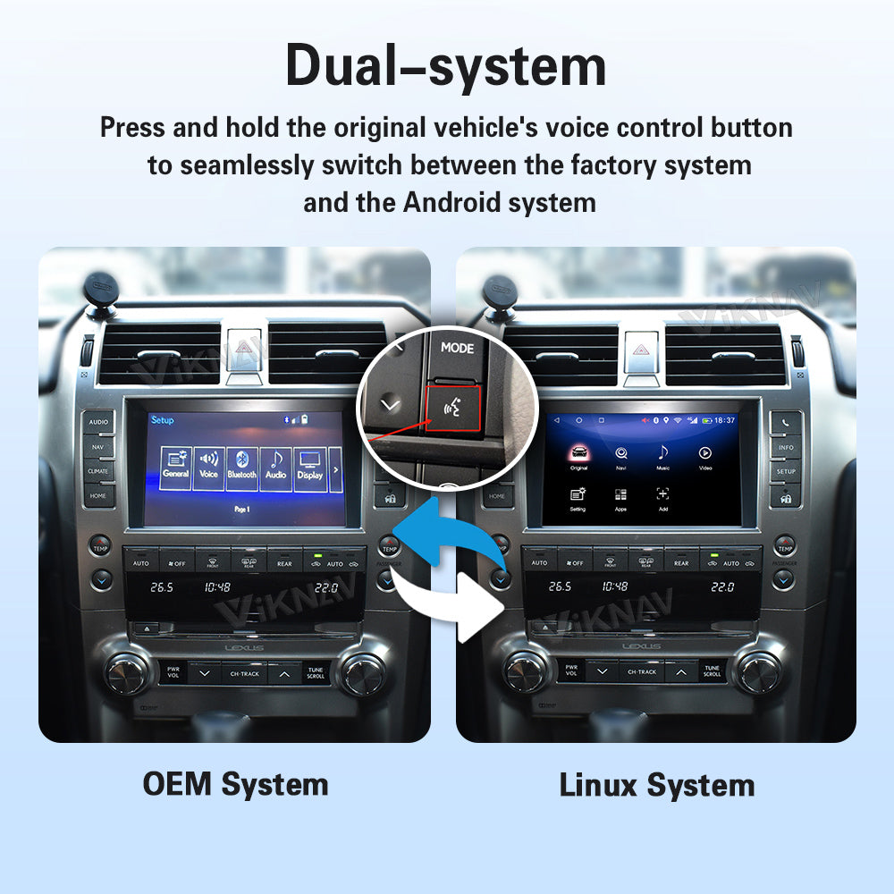 VIKNAV Wireless CarPlay Android Auto Decoder Android 13 Interface Box Qualcomm Snapdragon Upgrade for Lexus GX 2014-2023