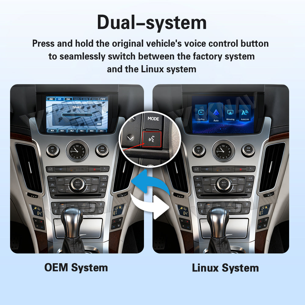 Viknav Linux System Decoder Box For Cadillac CTS 2009-2012 OEM Harman System Upgrade Interface Wireless Carplay Android Auto Decoder Box Autolink Airplay