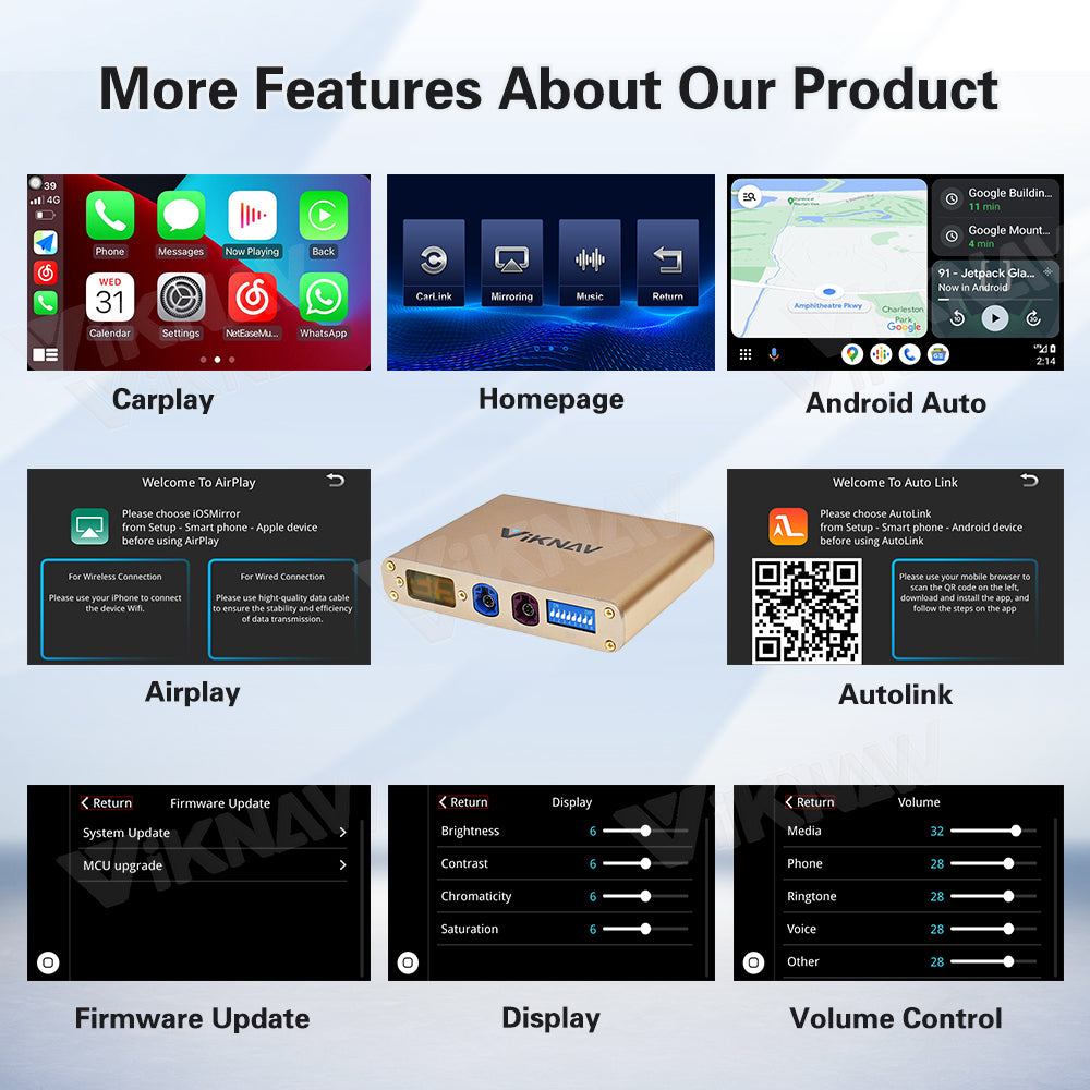 VIKNAV Wireless CarPlay Android Auto Decoder Linux Interface Box Upgrade for Lexus GX 2009–2023