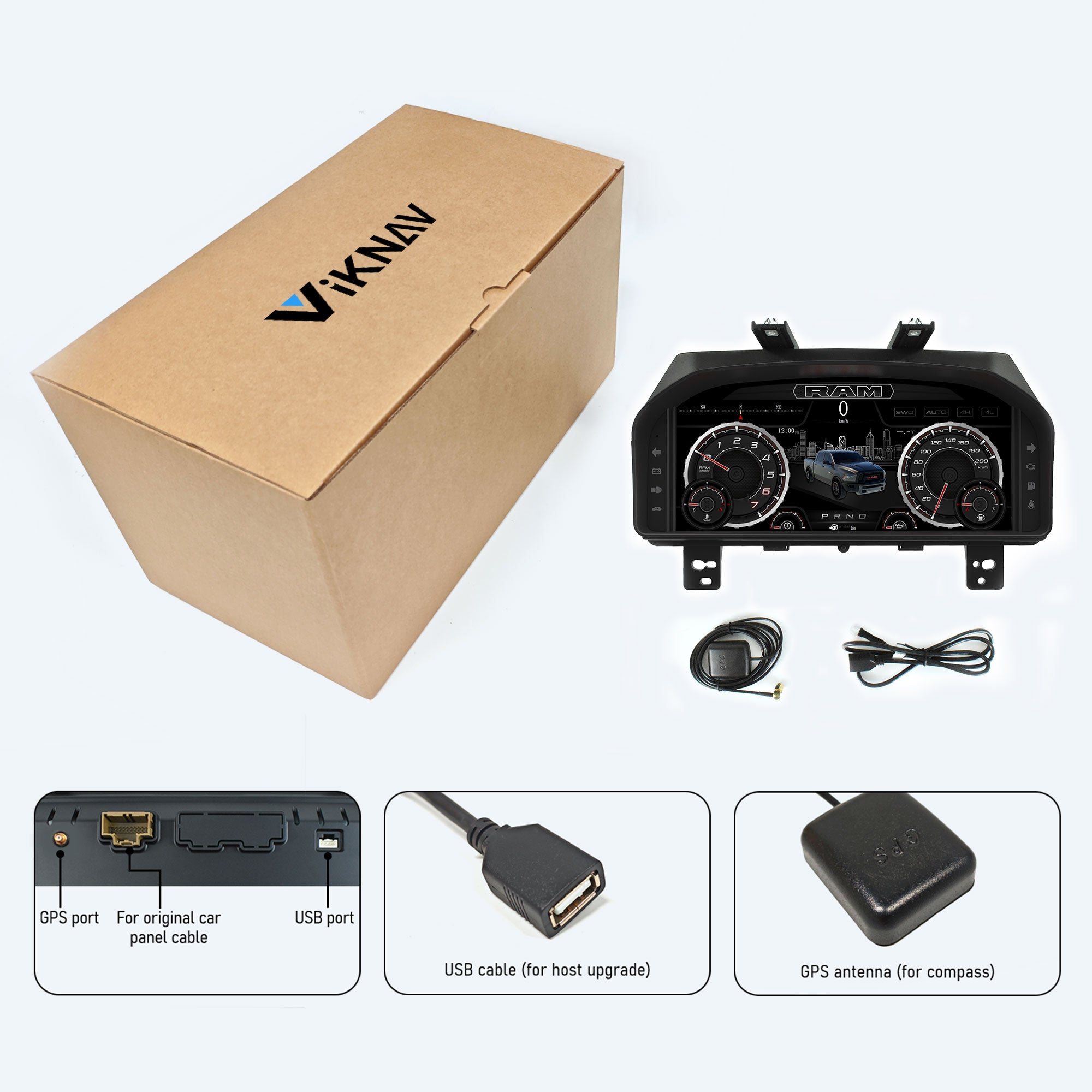 Viknav 13.1 inch Digital Cluster For Dodge Ram 1500 2500 3500 2013-2018 LCD Instrument Speedometer Dashboard Panel