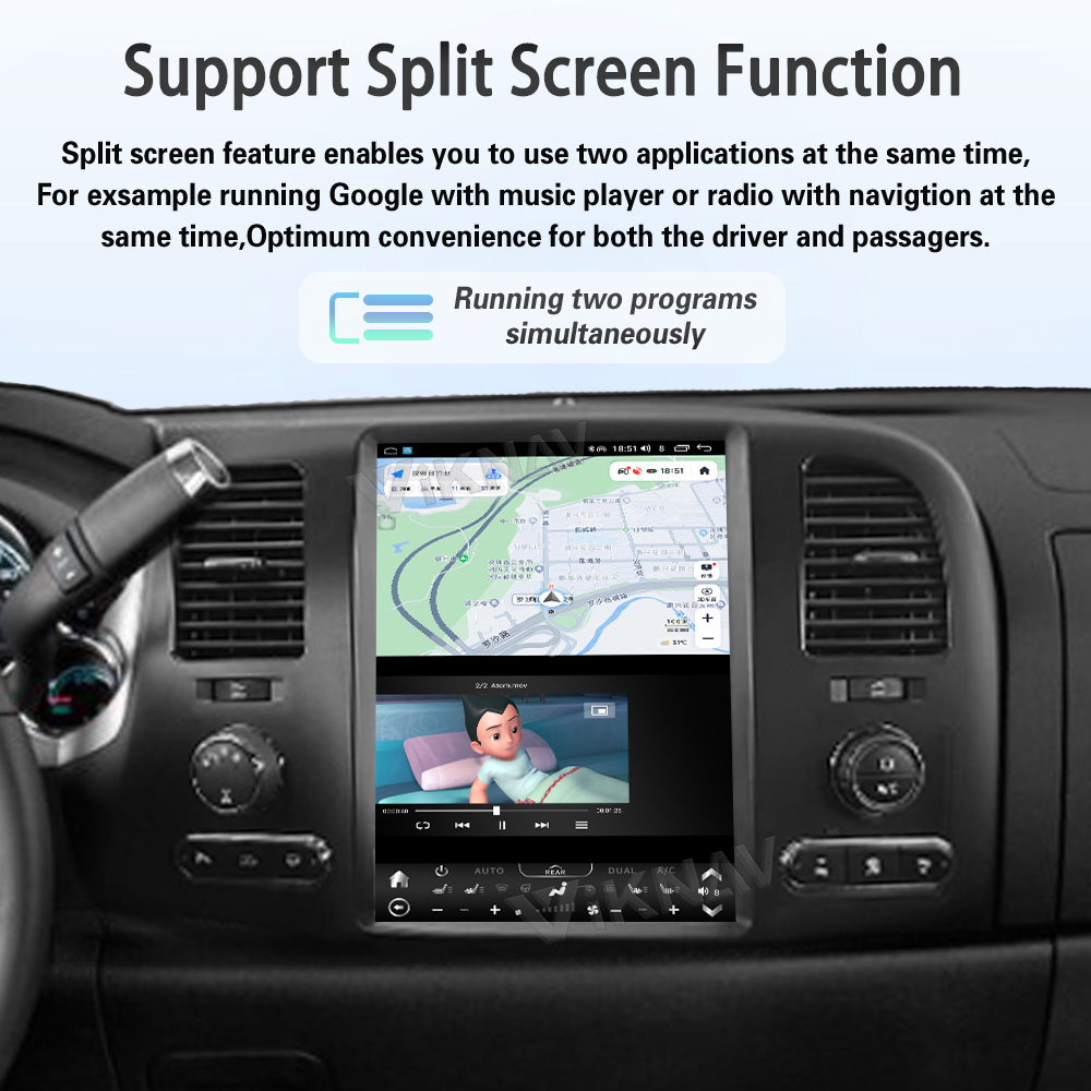 Viknav 12.1 inch Touch Screen Android Car Radio For Chevrolet Silverado GMC SIERRA 2007-2013 Wireless Carplay GPS Navigation With 15.1 Inch Car Digital Cluster