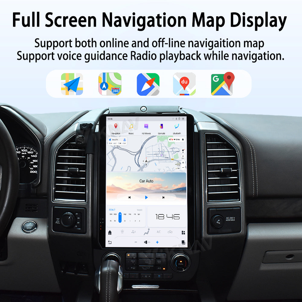 Viknav 14.4 Inch Car Radio Android and Digital Cluster Dashboard Panel Speedometer For Ford F150 Raptor 2015-2022 Stereo Wireless Carplay Android Auto Touch Screen GPS Navigation Multimedia Player