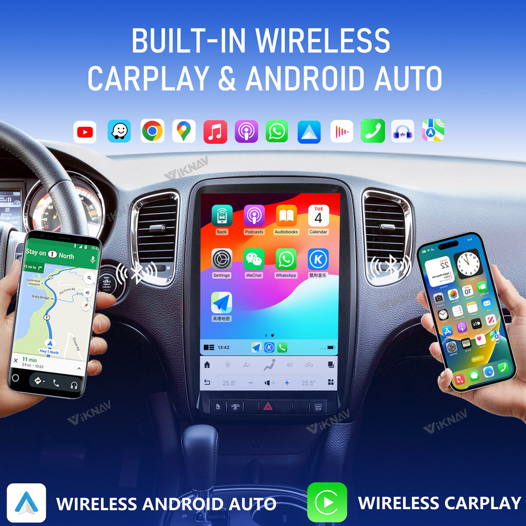 VIKNAV 13.8 Inch Android Radio For Dodge Durango 2011-2013 Android Auto Wirless Carplay GPS Navigation Multimedia Player Autoradio Head Unit