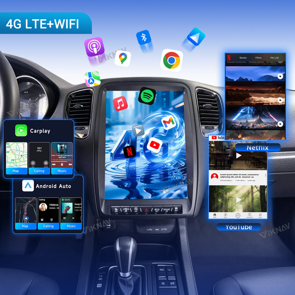 VIKNAV 13.8 Inch Android Radio For Dodge Durango 2014-2016 Android Auto Wirless Carplay GPS Navigation Multimedia Player Autoradio Head Unit