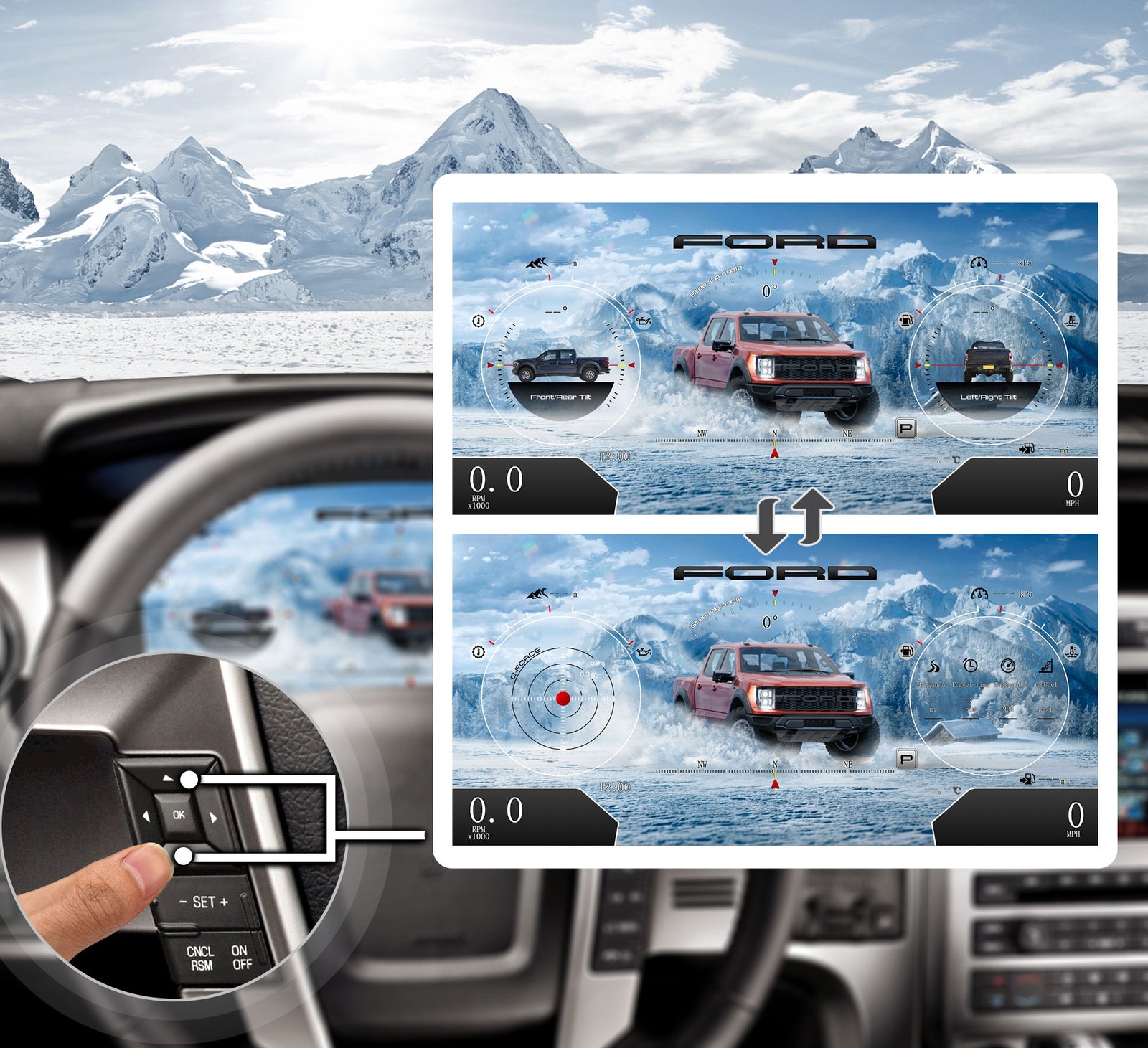 One-Touch Switch to Professional Off-Road View