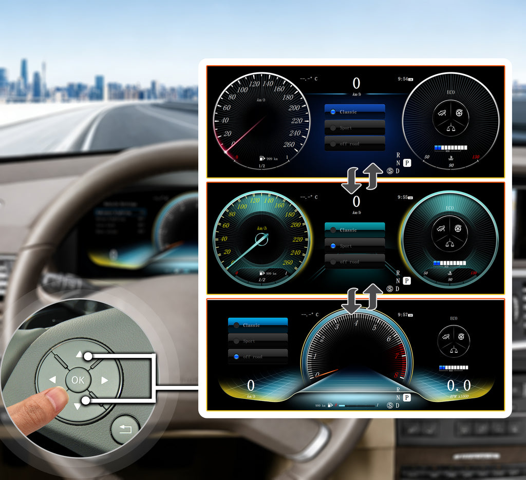 Viknav 12.3 Inch Digital Cluster Dashboard For Mercedes Benz E- Class W212 2010-2013 LCD Digital Instrument Full Screen Upgrade Speedometer Panel Gauges Replacement Cockpit