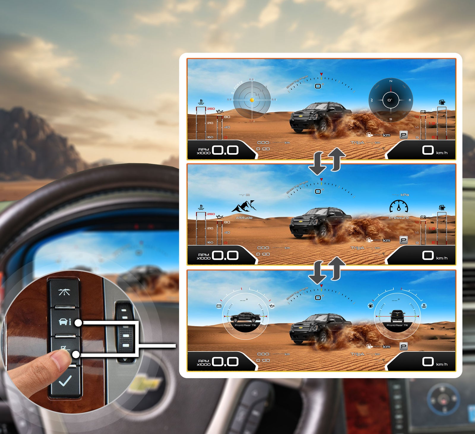 One-Touch Switch to Professional Off-Road View