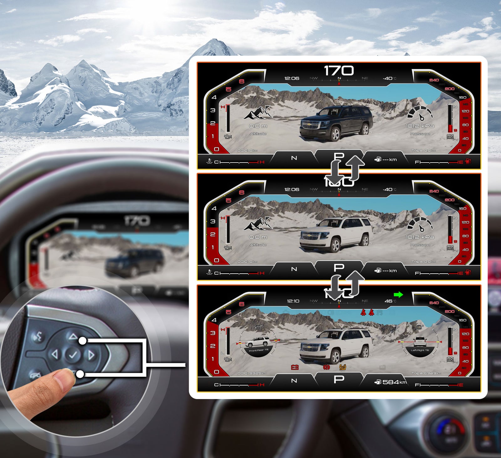 One-Touch Switch to Professional Off-Road View