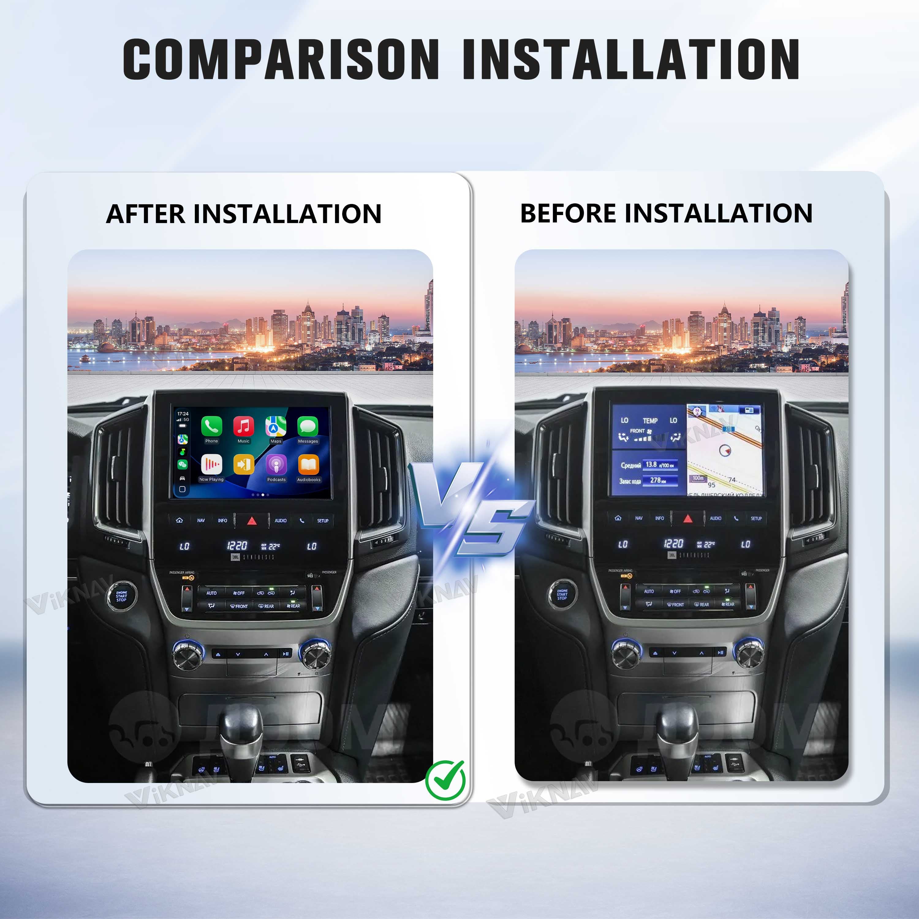 VIKNAV Wireless CarPlay Android Auto Decoder Linux Interface Box Upgrade for Toyota Land Cruiser LC200 2007–2021