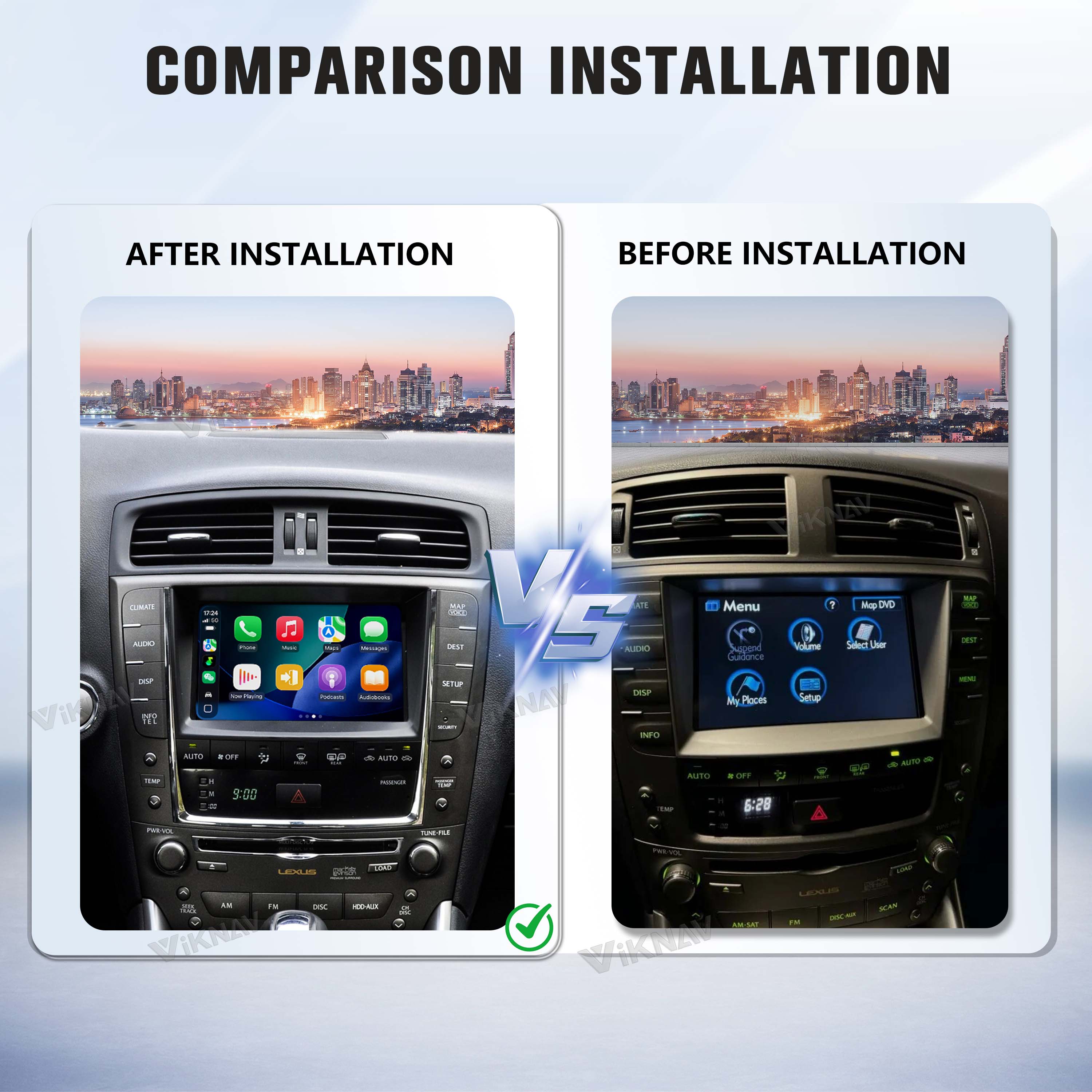 VIKNAV Wireless CarPlay Android Auto Decoder Linux Interface Box Upgrade for Lexus IS 2005 -2019