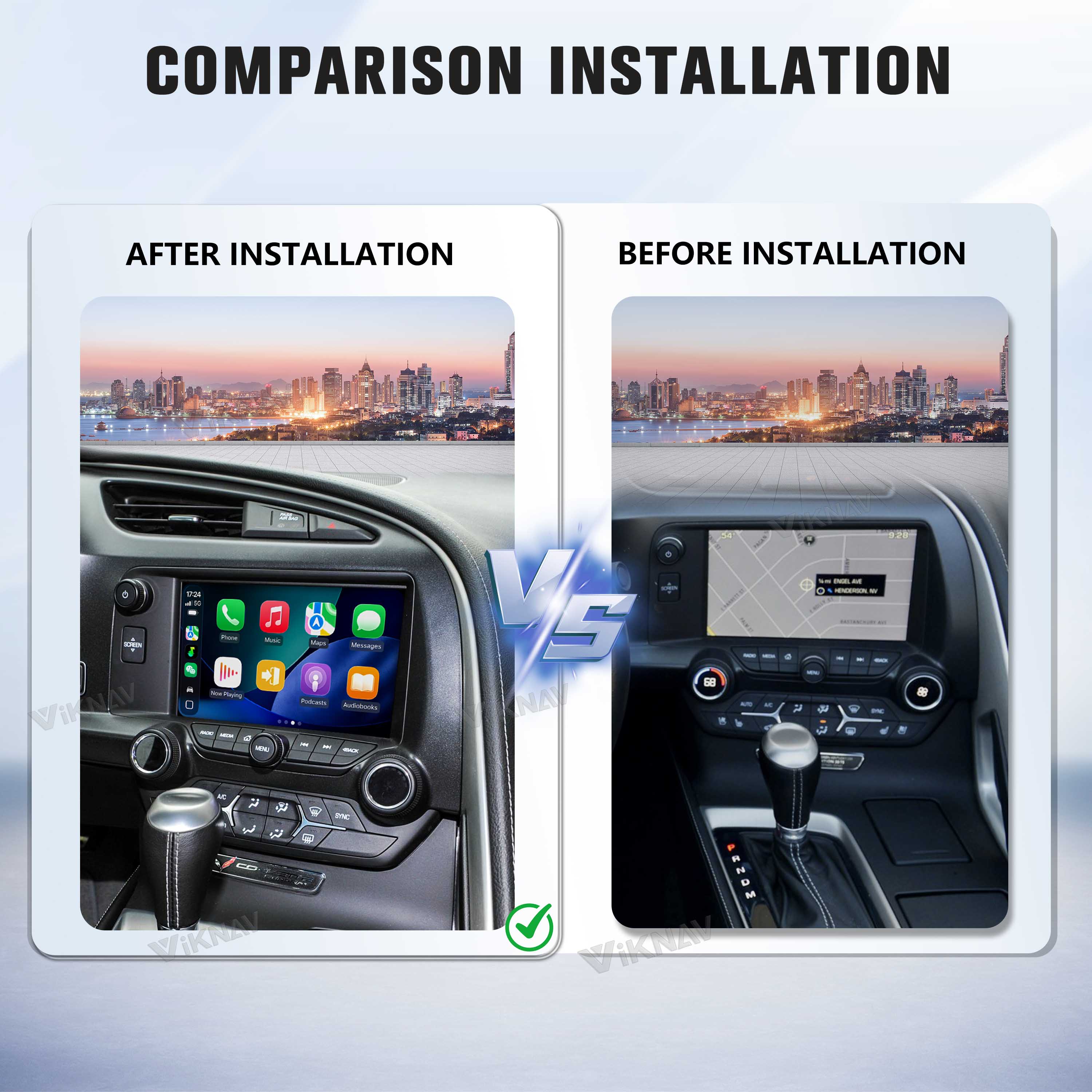 VIKNAV Wireless CarPlay Android Auto Decoder Linux Interface Box Upgrade for Chevrolet Corvette C7 2013-2019