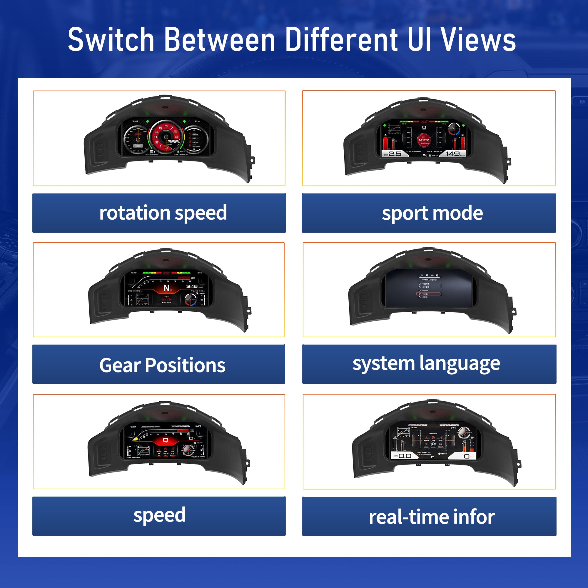 Viknav 12.3 Inch Digital Cluster Dashboard For Toyota 86 Subaru BRZ 2013 2014 2015 2016 2017 2018 2019 LCD Digital Instrument Full Screen Upgrade Speedometer Panel Gauges Replacement Cockpit