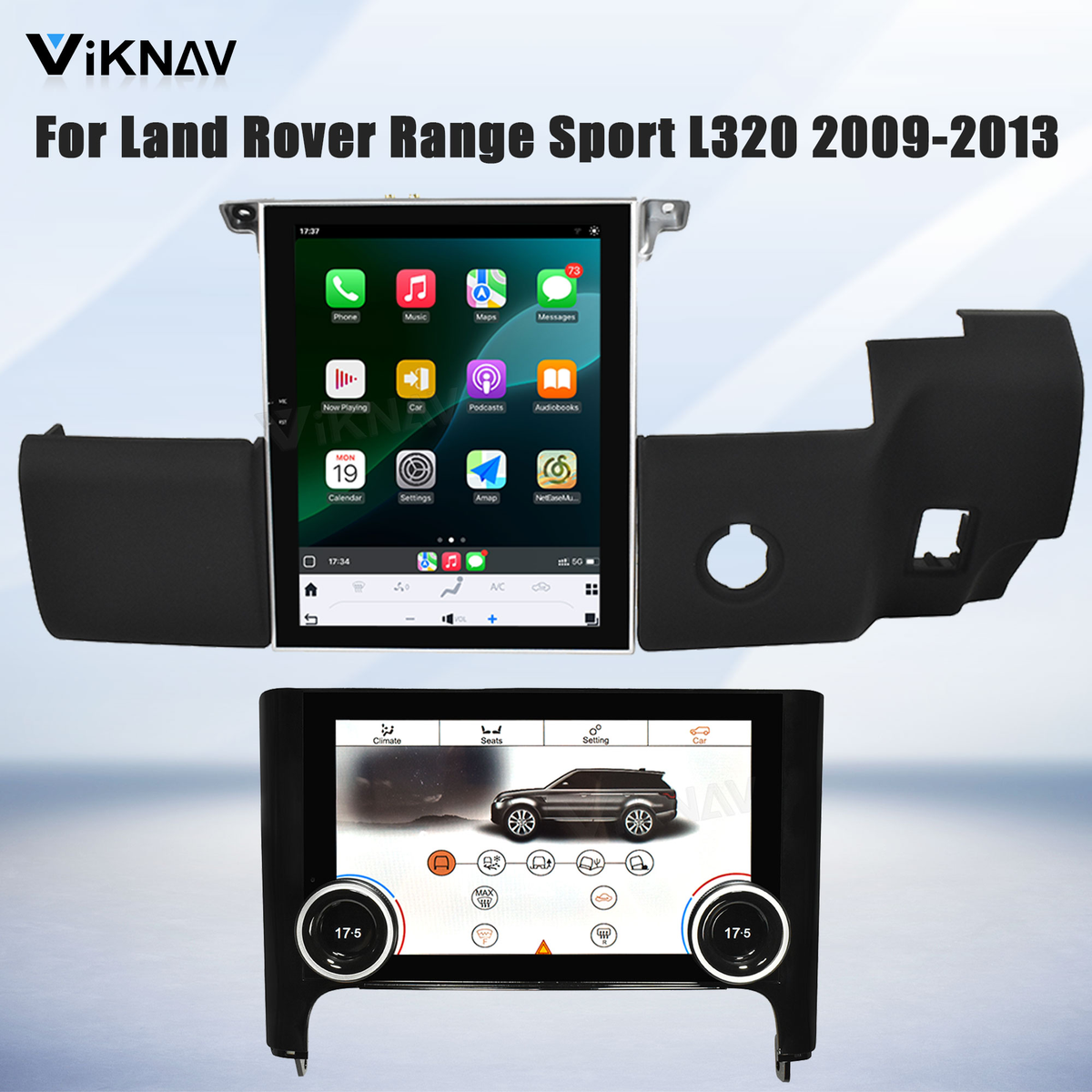 Viknav Android Radio AC Panel For Land Rover Range Sport L320 2009-2013 Wireless Carplay Android Auto Radio Touch Screen GPS Navigation Multimedia Player Air Conditioning Control