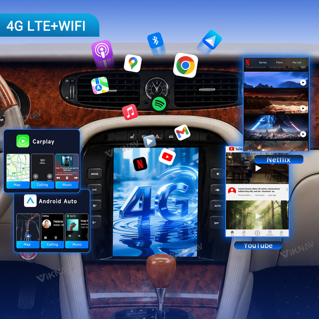 VIKNAV 9.7 Inch Android Car Radio For Jaguar XJ XJL 2004-2008 Auto Stereo Screen Upgrade Wireless Carplay GPS Navigation Multimedia Player