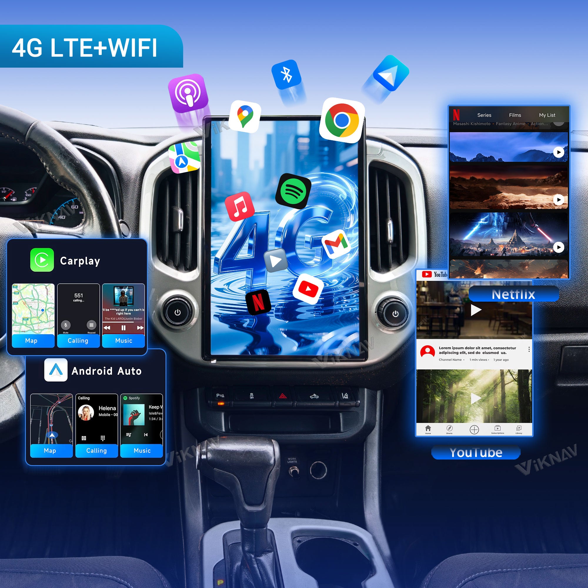 VIKNAV 14.4 Inch Car Radio For Chevrolet Colorado GMC Canyon 2014-2022 Upgrade Android Auto Stereo Screen Wireless Carplay