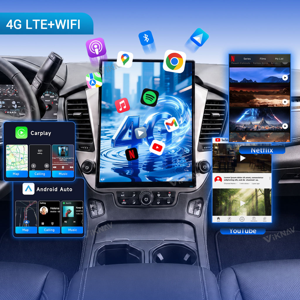 VIKNAV 15.6 Inch Android Car Radio For Chevrolet Tahoe Suburban GMC Yukon 2014-2020 Wireless Carplay Upgrade Auto Stereo Screen