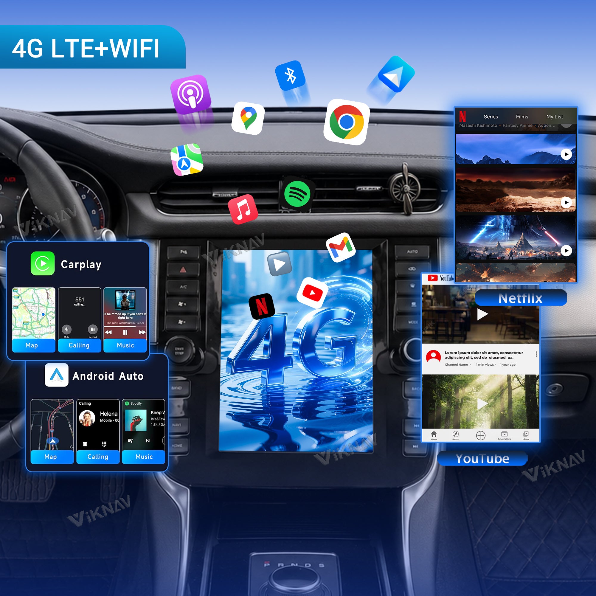 VIKNAV 9.7 Inch Android Car Radio For Jaguar XF 2016-2019 Auto Stereo Screen Upgrade Wireless Carplay GPS Navigation Multimedia Player