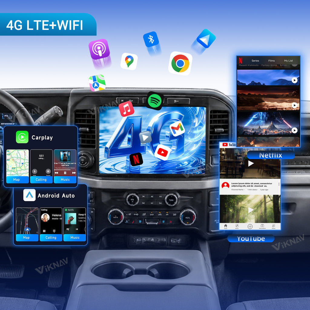 VIKNAV 12.7 Inch Android Car Radio For Ford F250 Raptor 2020-2026 Auto Stereo Screen Upgrade