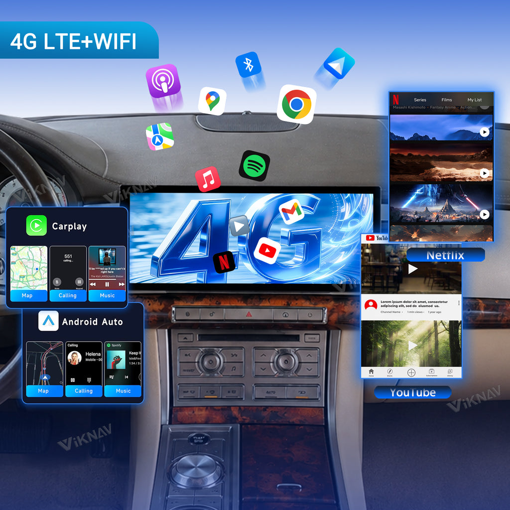 VIKNAV 12.3 Inch Android Car Radio For Jaguar XF 2009-2015 Auto Stereo Screen Upgrade Wireless Carplay GPS Navigation Multimedia Player