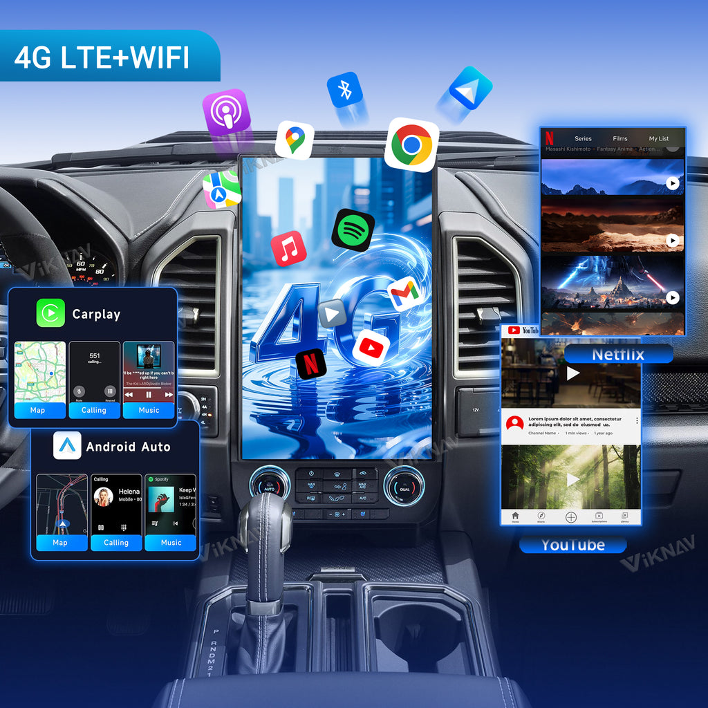 VIKNAV 17.2 Inch Android Car Radio For Ford F150 F250 F450 Raptor 2015-2020 Auto Stereo Screen Upgrade