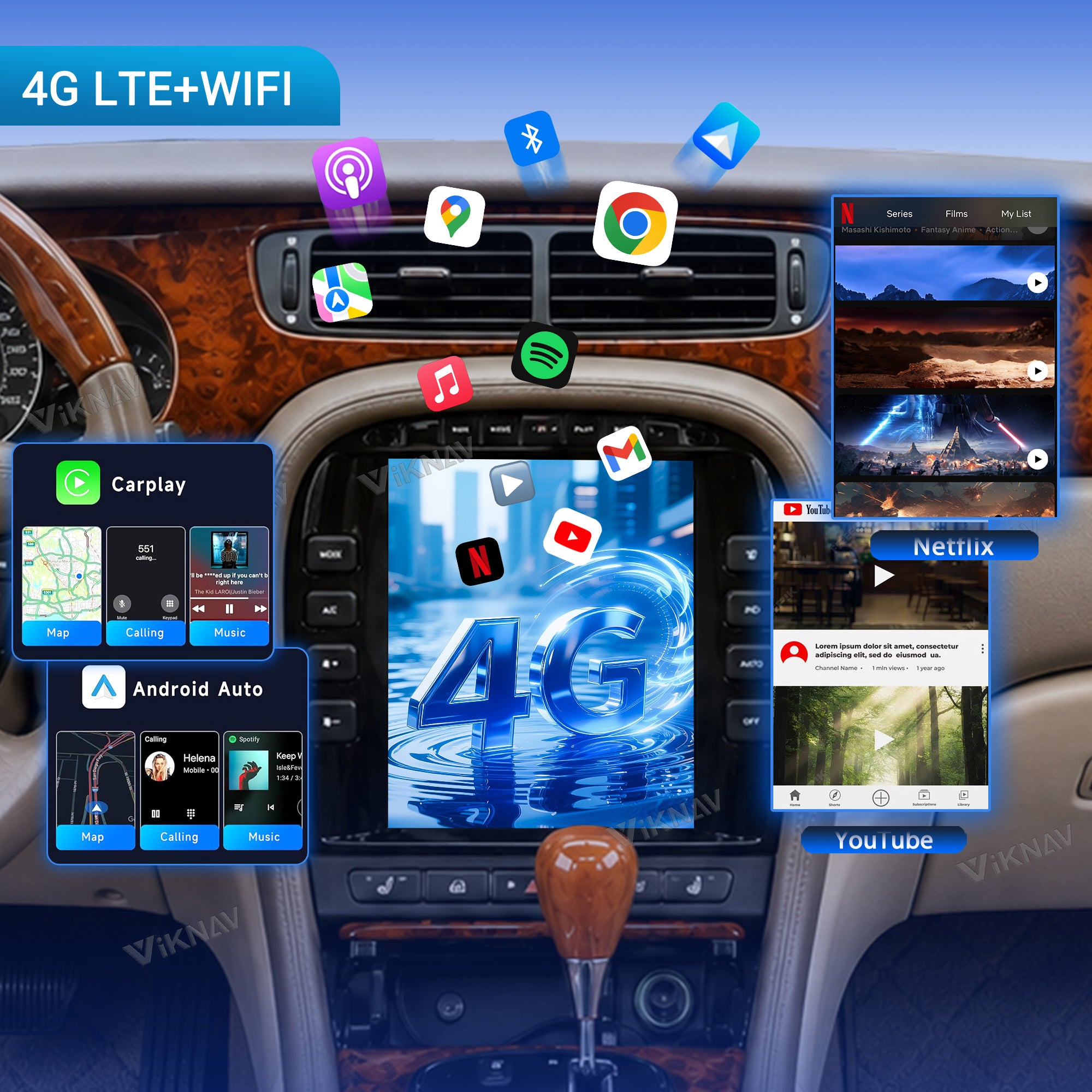VIKNAV 9.7 Inch Android Car Radio For Jaguar S-TYPE 2004-2008 Auto Stereo Screen Upgrade Wireless Carplay GPS Navigation Multimedia Player