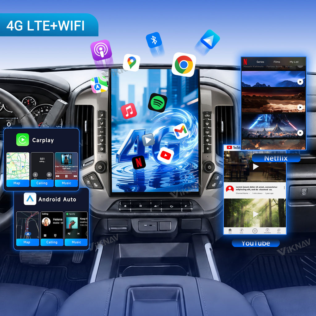 VIKNAV 15.6 Inch Android Car Radio For Chevrolet Silverado GMC SIERRA 1500 2014-2018 Upgrade Auto Stereo Screen Wireless Carplay