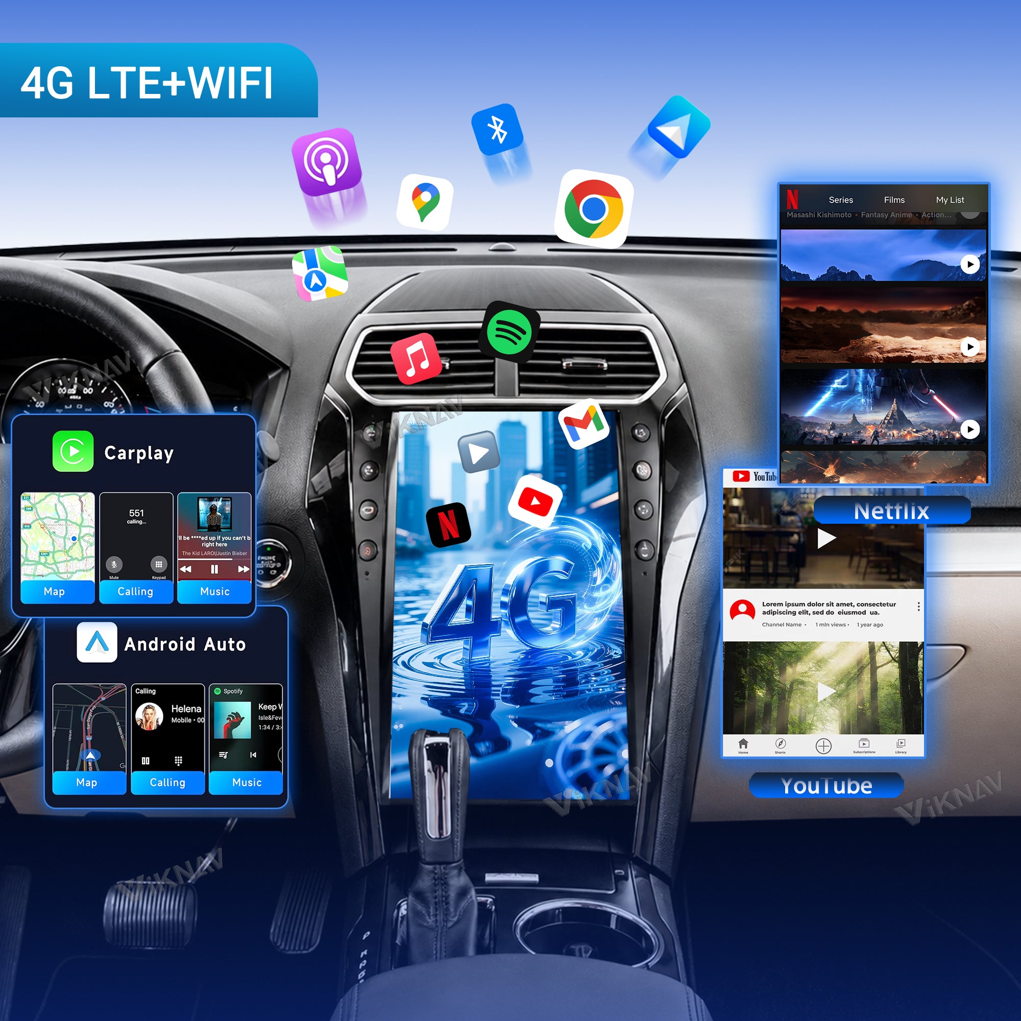 VIKNAV 14.4 Inch Android Car Radio For Ford Explorer 2011-2019 Auto Stereo Screen Upgrade