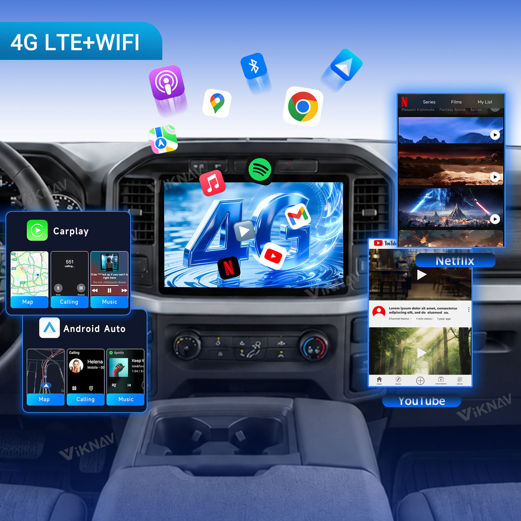 VIKNAV 12.7 Inch Android Car Radio For Ford F150 Raptor 2021-2026 Auto Stereo Screen Upgrade