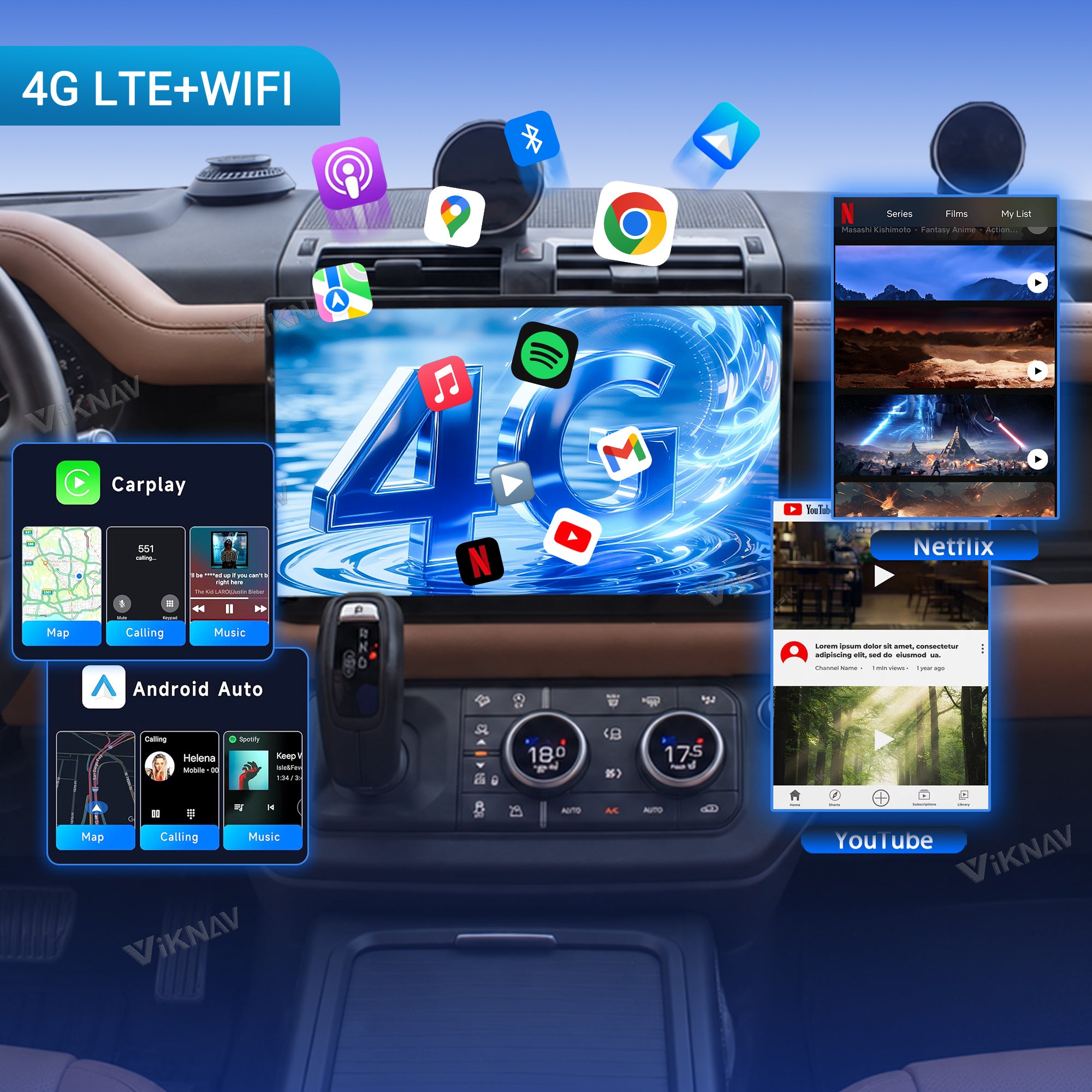 VIKNAV 13.3 Inch Android Car Radio AC panel For Land Rover Range Rover Defender 2018-2024 Auto Stereo Screen Upgrade Wireless Carplay GPS Navigation Multimedia Player