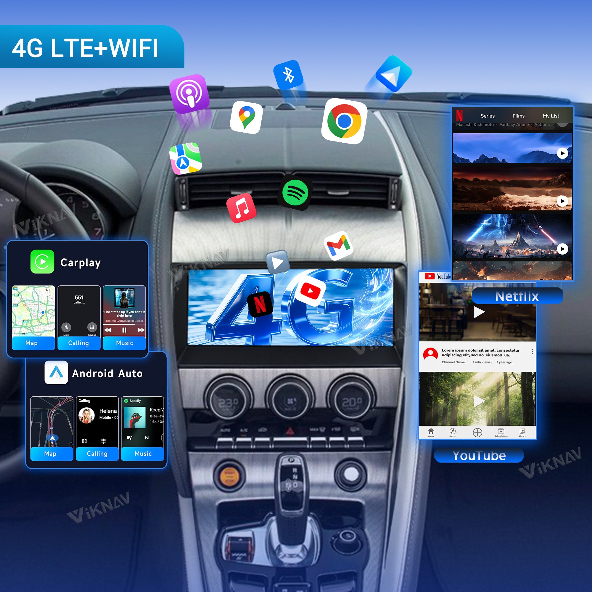 VIKNAV 10.25 Inch Android Car Radio For Jaguar F-TYPE Roadster 2013-2015 Auto Stereo Screen Upgrade Wireless Carplay GPS Navigation Multimedia Player