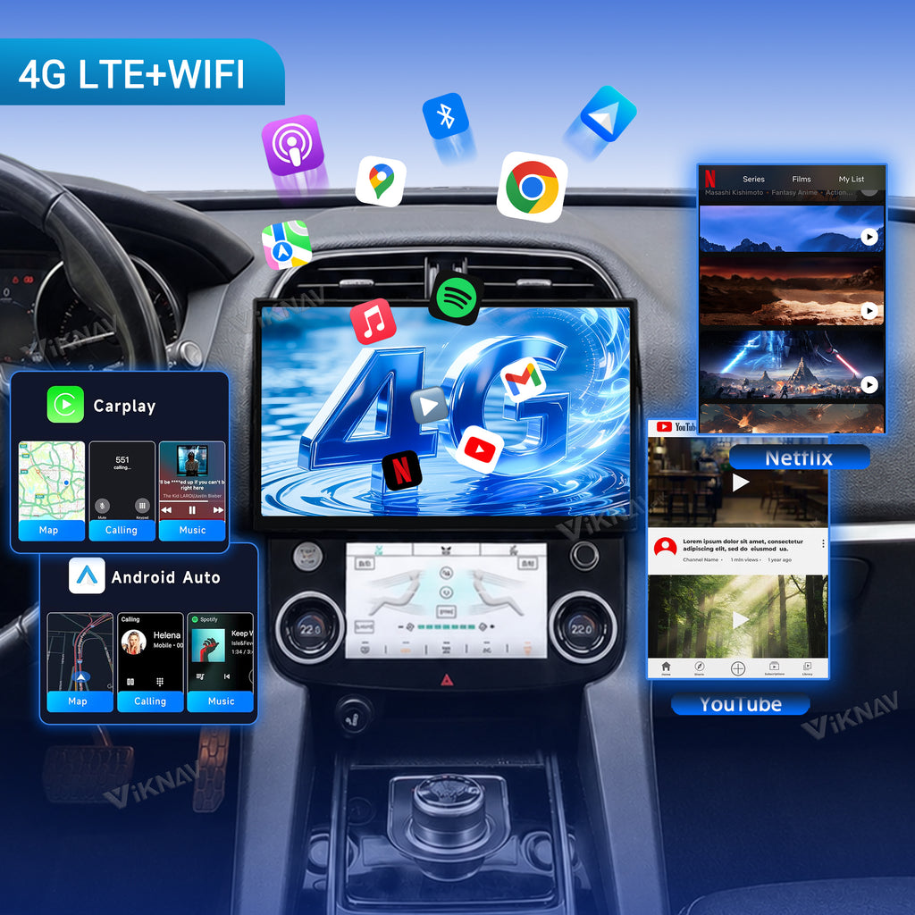 VIKNAV 13 Inch Android Car Radio AC Panel For Jaguar XE XEL XF F-PACE 2016-2019 Auto Stereo Screen Upgrade Wireless Carplay GPS Navigation Multimedia Player