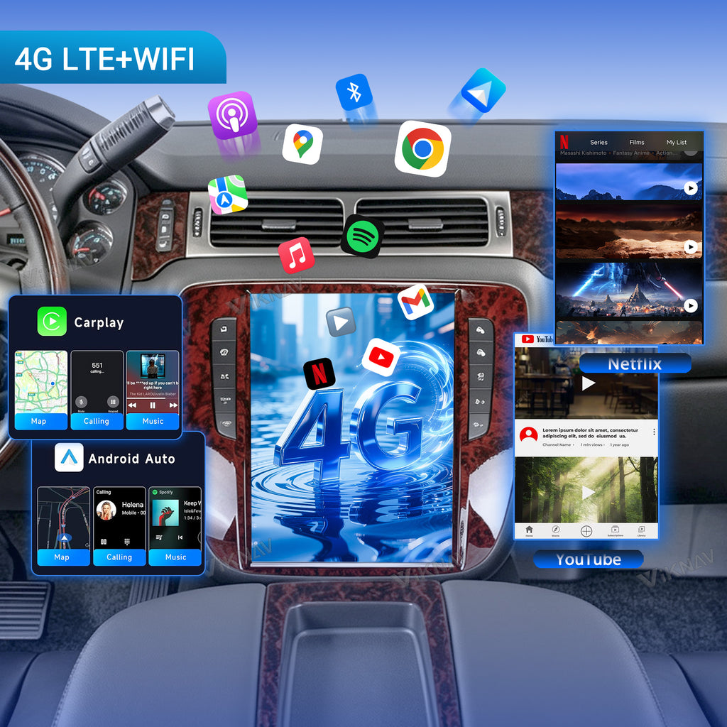 VIKNAV 12.1 Inch Car Radio For GMC YUKON/Chevy Suburban Tahoe 2007-2013 GPS Navigation Upgrade Android Auto Stereo Screen Wireless Carplay
